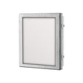 A square recessed LED light fixture with a brushed silver metal frame and a white diffuser, shown from a three-quarter angle on a white background. Videx 4846