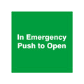 15 X In Emergency Push To Open Sticker - 150 X 150mm Sticker As0002
