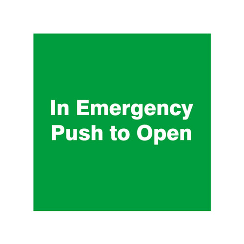 15 X In Emergency Push To Open Sticker - 150 X 150mm Sticker As0002