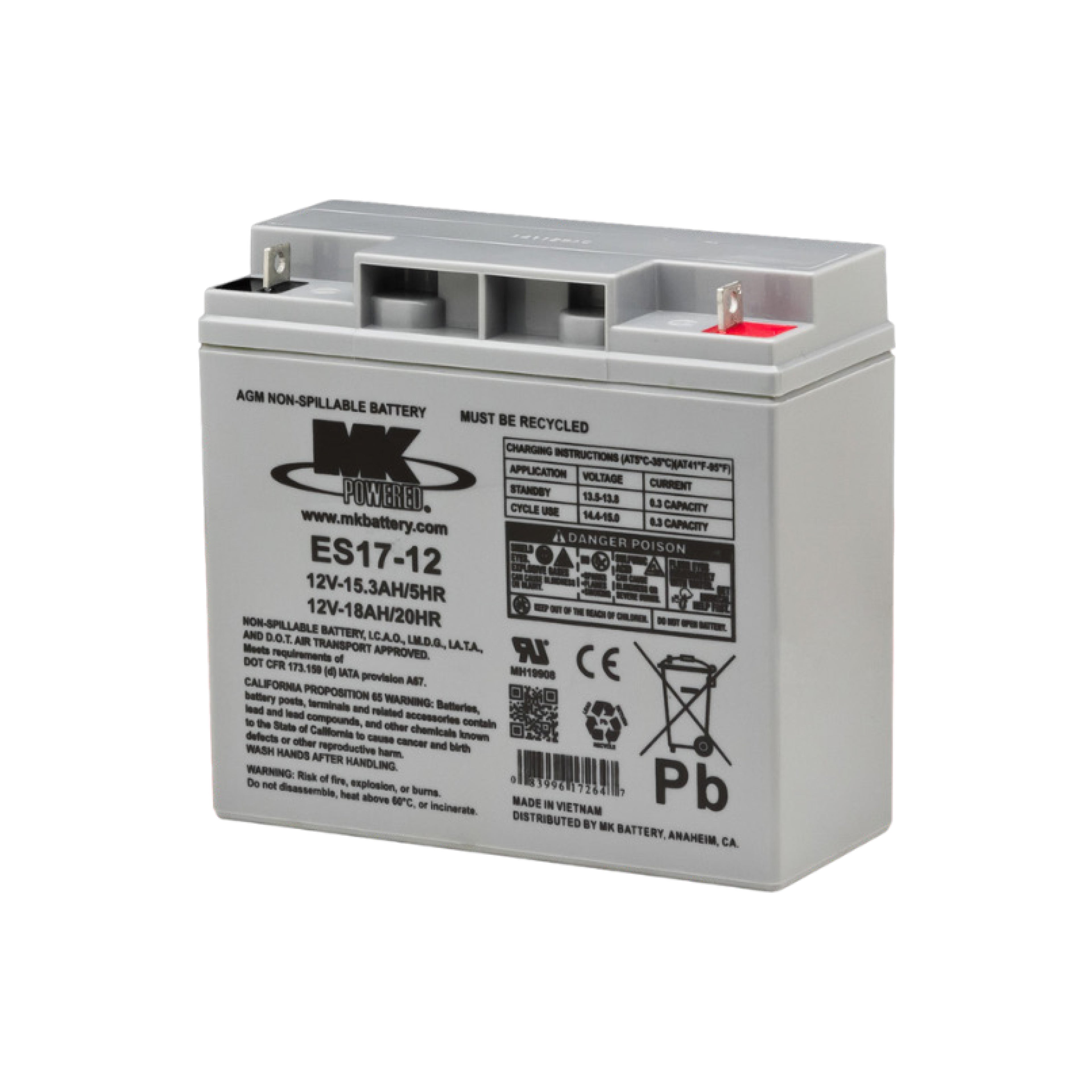 12v - 17Ah Lead Acid Battery - 181 X 76 X 167 (mm) Bat17-12