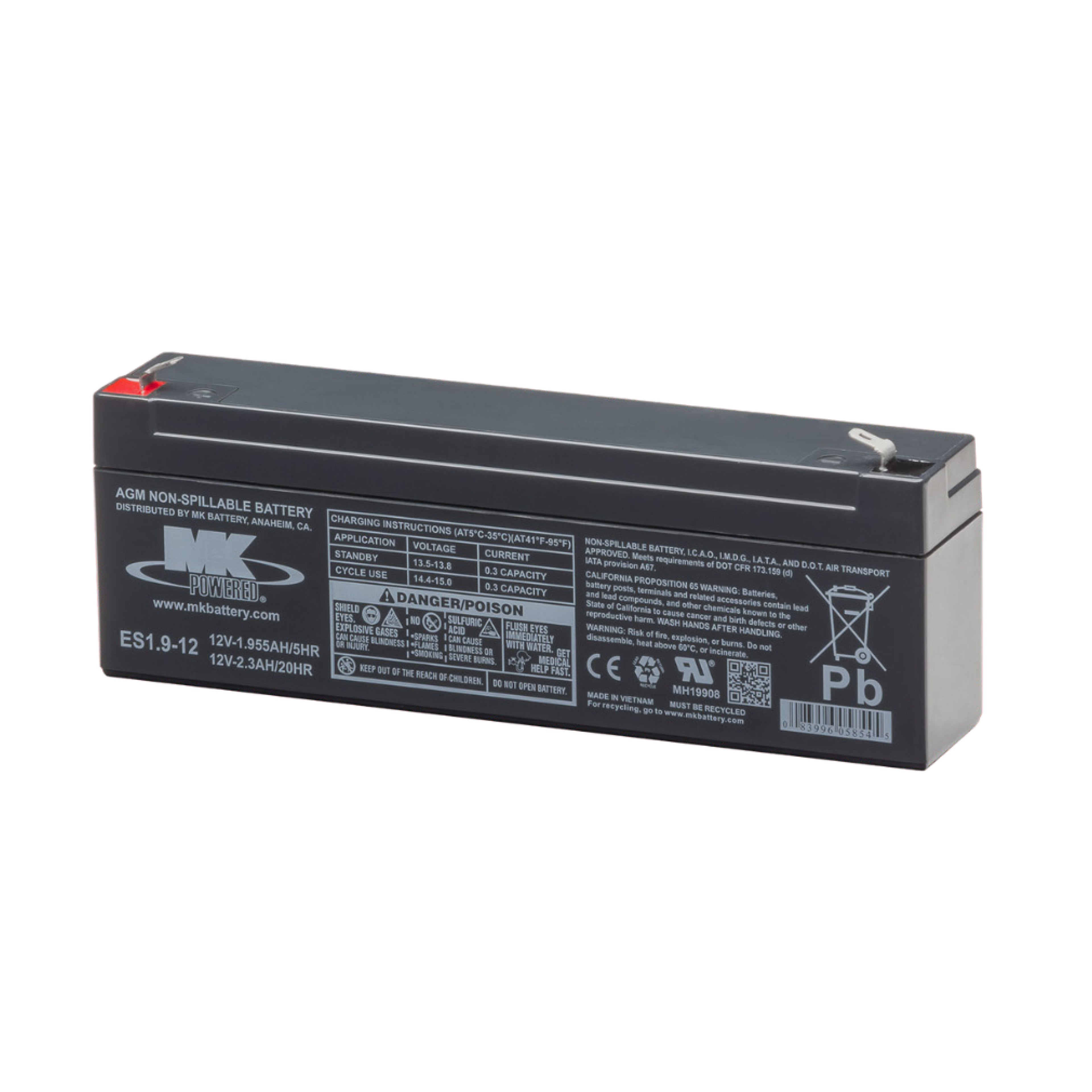 12v - 2.3Ah Lead Acid Battery - 178 X 34 X 60 (mm) Bat2-12