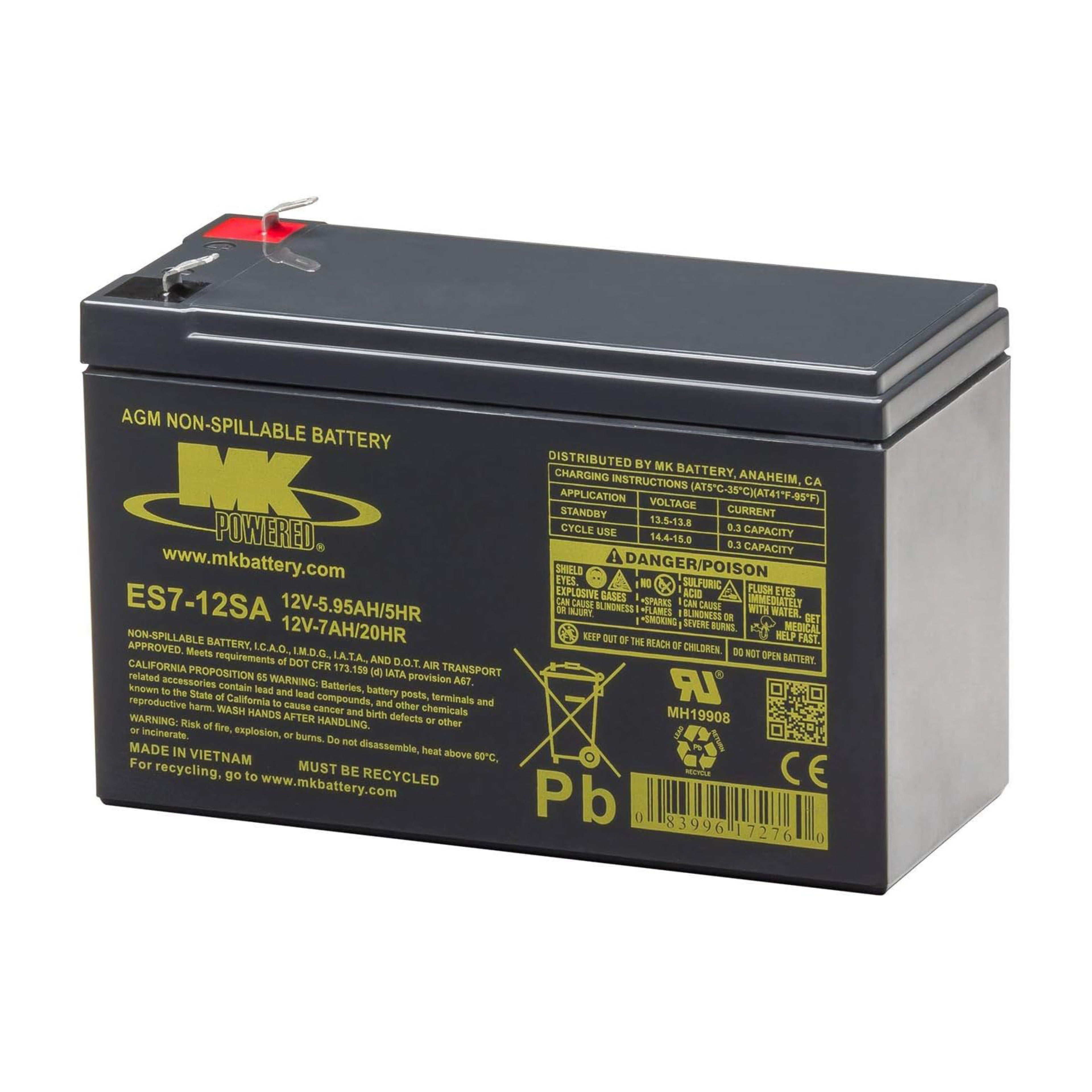 12v - 7Ah Lead Acid Battery - 151 X 65 X 94 (mm) Bat712