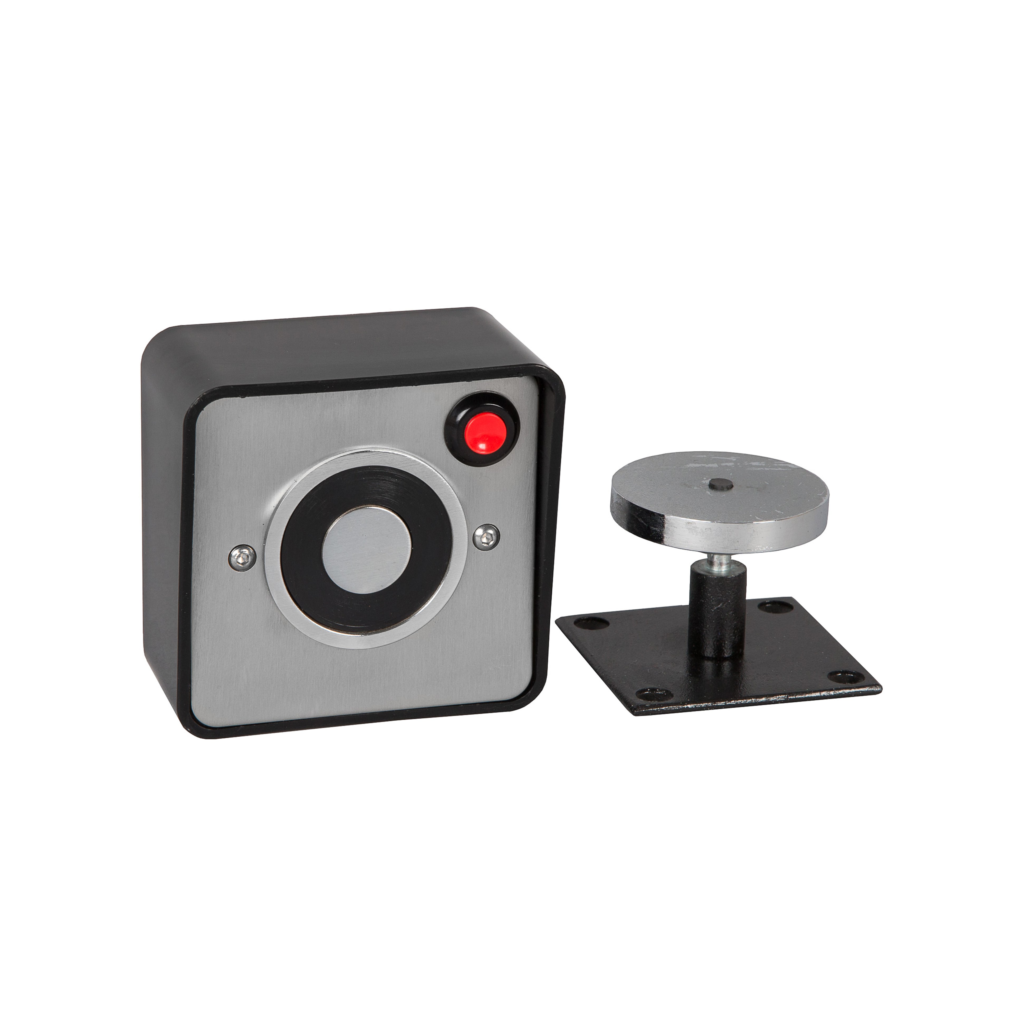 Door Hold Open Magnetic Lock 24Vdc Supplied With A Black Hooded Back Box For Surface DR-01/BK