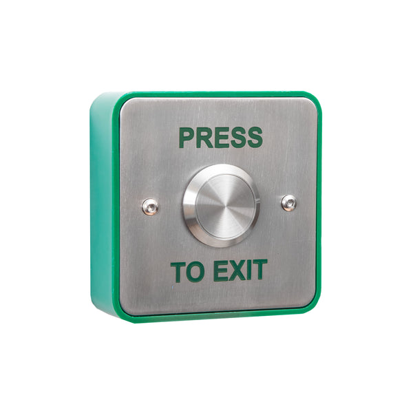 Stainless steel press to exit button