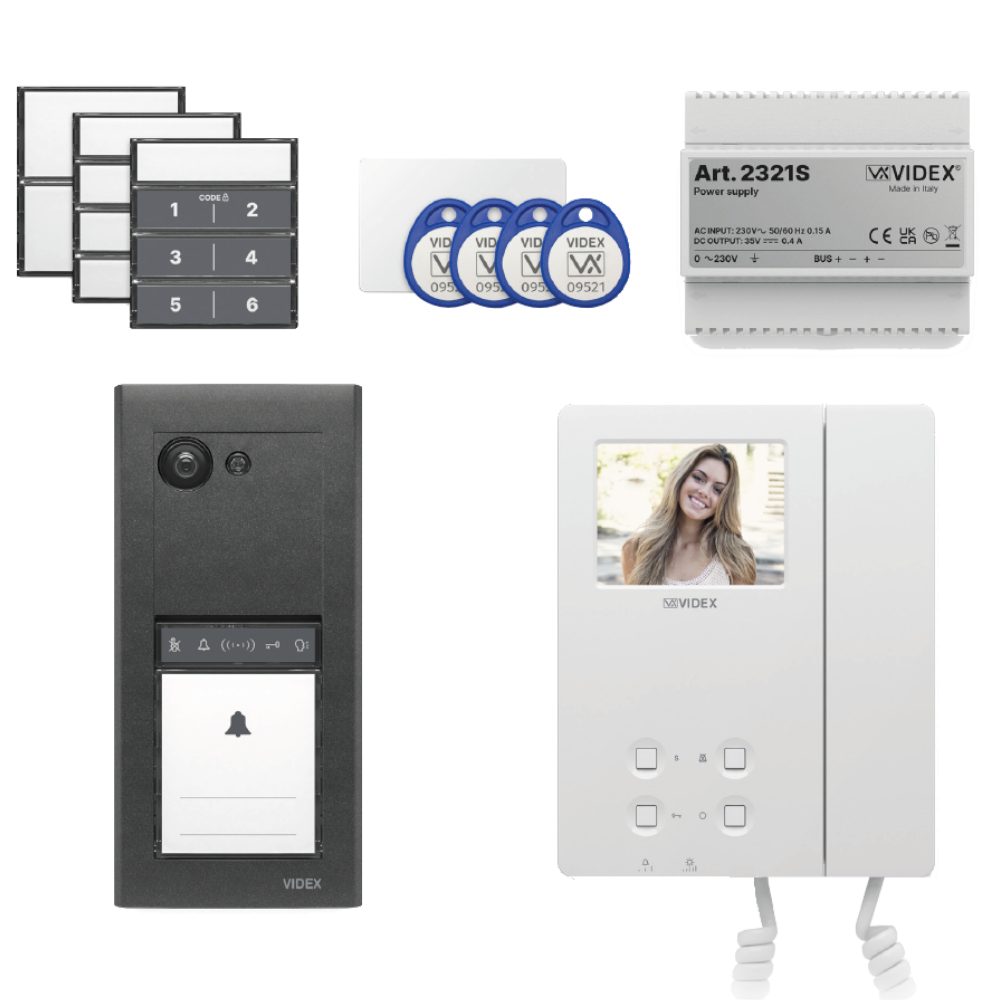 Videx ERAKIT23B6286 ERA gun metal grey video intercom kit with 3.5-inch colour videophone with handset