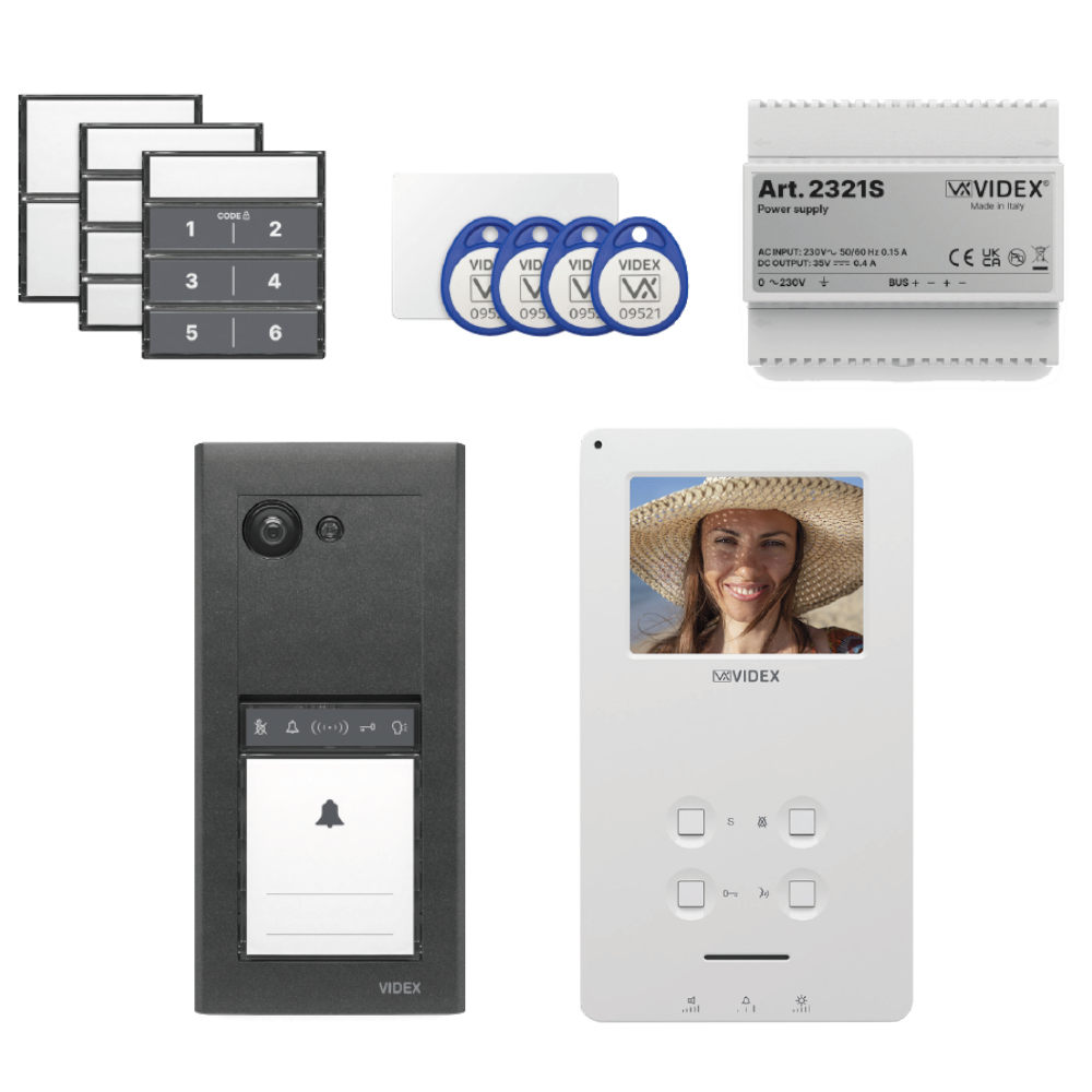 Videx ERAKIT23B6388 ERA gun metal grey video intercom kit with 3.5-inch hands-free colour video monitor