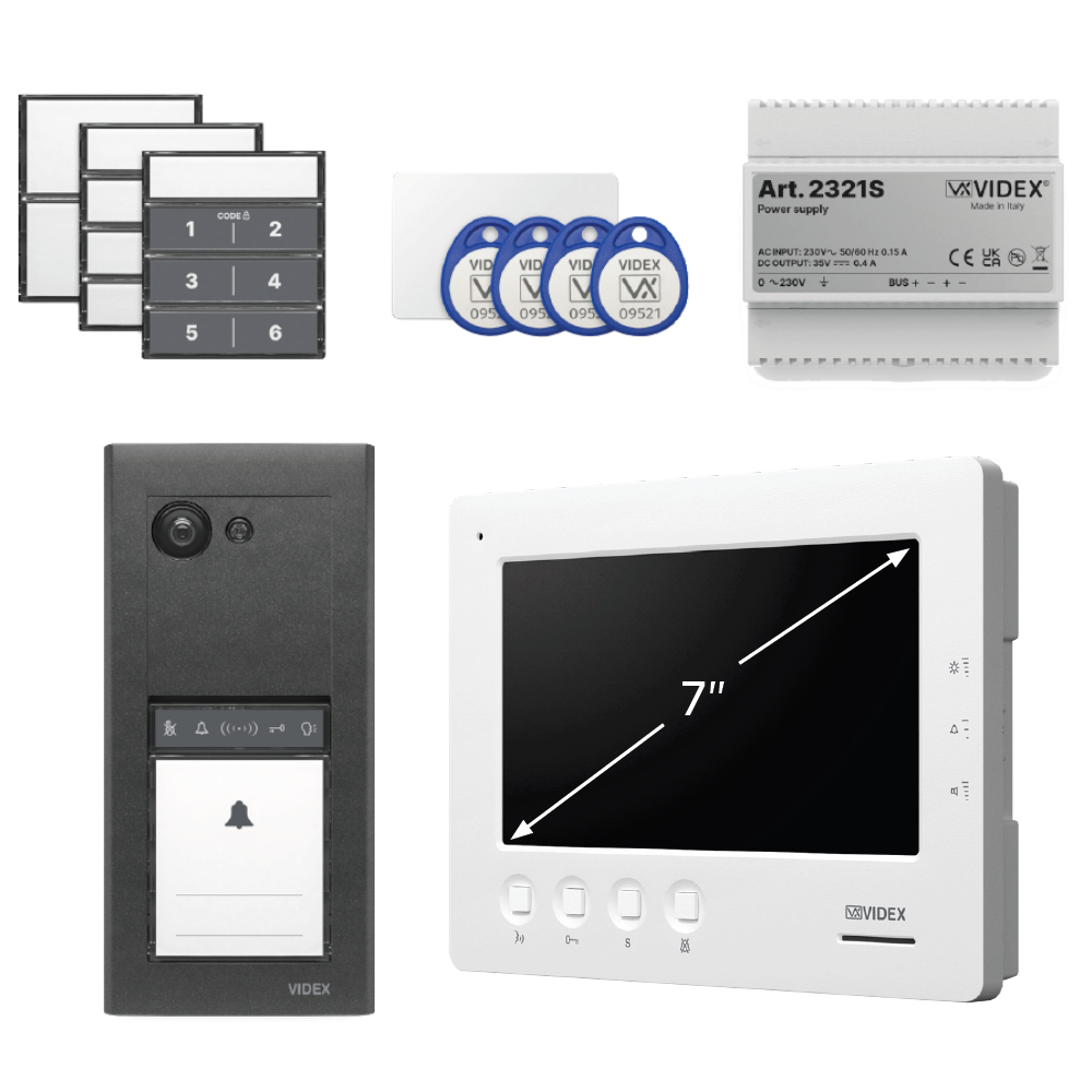 Videx ERAKIT23B6788 ERA gun metal grey video intercom kit with 7-inch hands-free colour video monitor