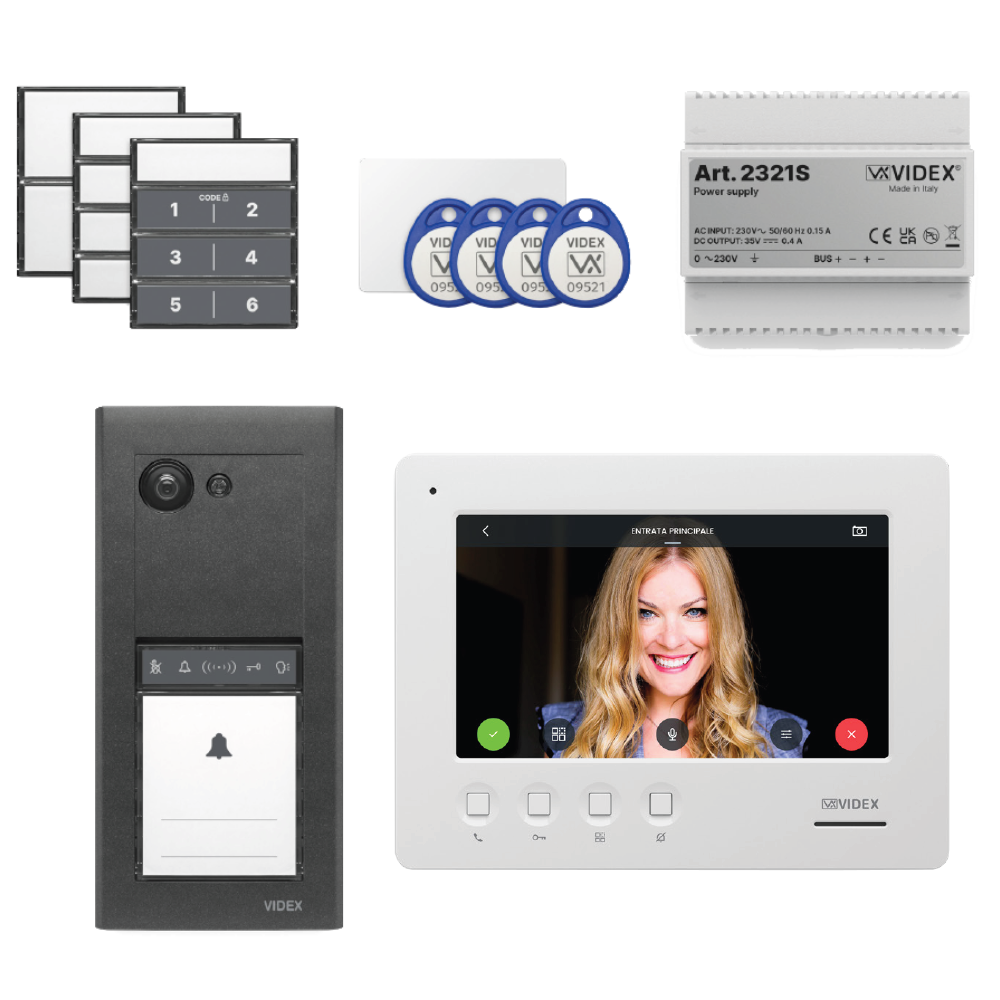 Videx ERAKIT23B6789 ERA gun metal grey video intercom kit with 7-inch Wi-Fi hands-free touchscreen monitor
