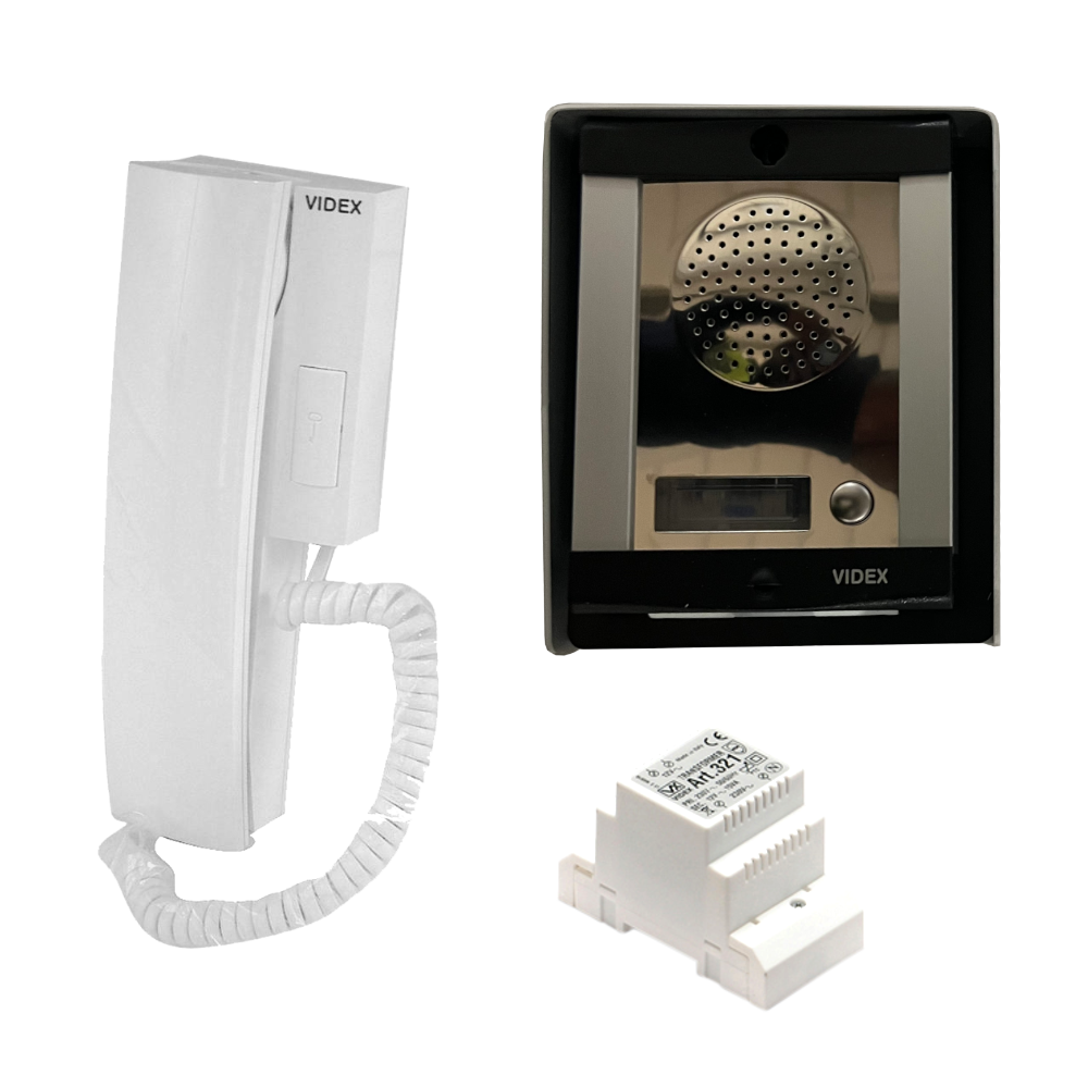 Videx 8000 Series one-way flush audio intercom kit with 3011A handset