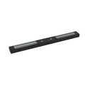 Black rectangular light fixture with two visible LED lights on a white background