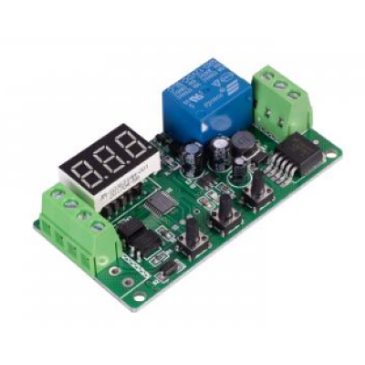 Electronic control board with digital display on a white background