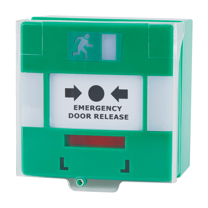 ASEC AS12368 green triple-pole call point with protective cover